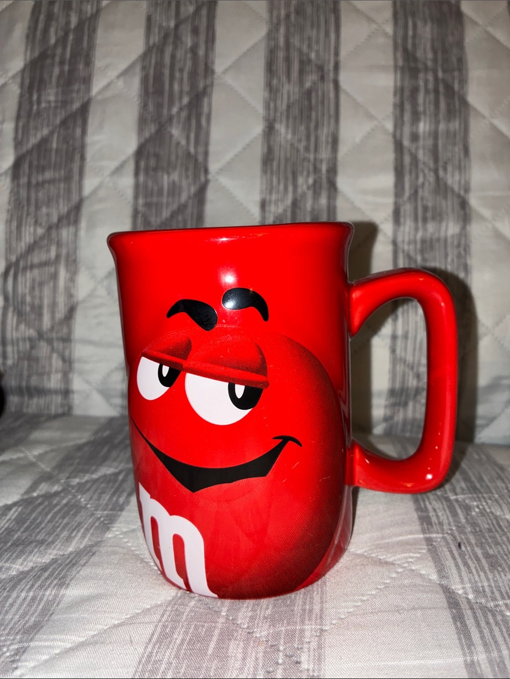 M&M'S Red Character Ceramic Mug with Printed Face tall 3D